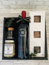 Load image into Gallery viewer, Especially for You gift package includes, chalkidiki olives, red pairing set - candied pecans, chocolate almonds, and cranberries, appetizer picks
