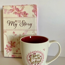 Load image into Gallery viewer, Mother's Legacy Journal and Mug Set will allow her to travel down memory lane and pen her precious or impactful moments.  She will set aside time, while sipping on her favorite beverage, to transfer her life details and forward to those she holds dear.  This is a perfect gift for any mom, grandma, aunty, or friend/sister.